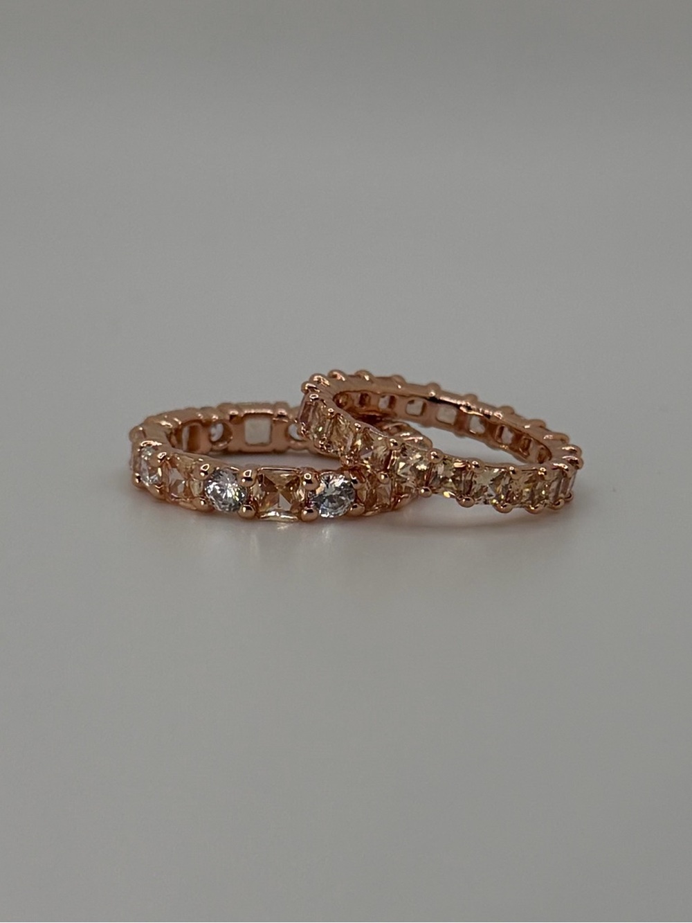 Rose Gold Eternity Stack Ring - Women's Band- Lab Created Amber Topaz Size 8 - Picture 5 of 5